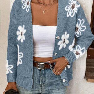 Women's floral print button down cardigan
